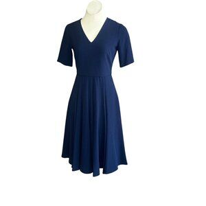 Gal Meets Glam Kate Navy Blue Fit and Flare Corporate Retro A Line Dress Size 2